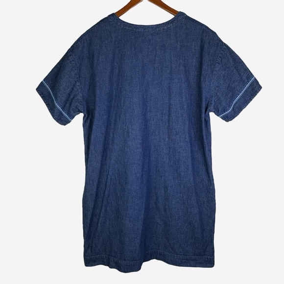 Lauren Ralph Lauren Denim Shift Dress 16W Embroidered Tasseled Knee Length - Picture 7 of 11